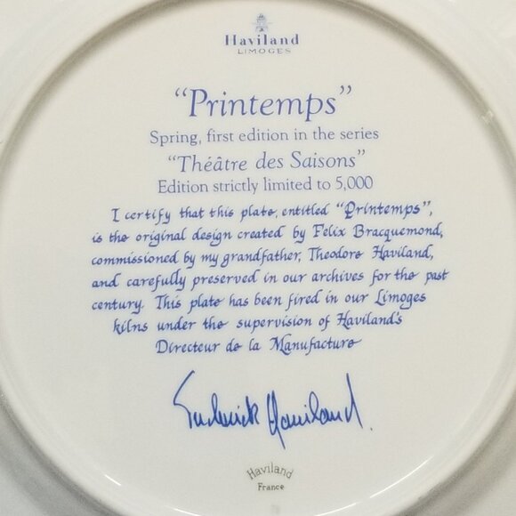 Haviland Limoges "Printemps" "Theatre des Saisons" Spring Plate - Picture 6 of 6